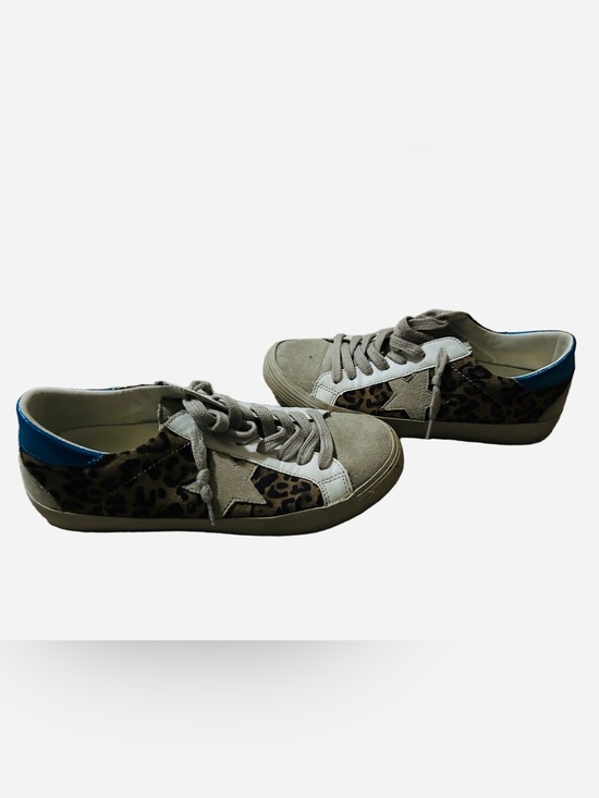 Shoes - Women's Suede Leopard Accent Sneakers - Beige